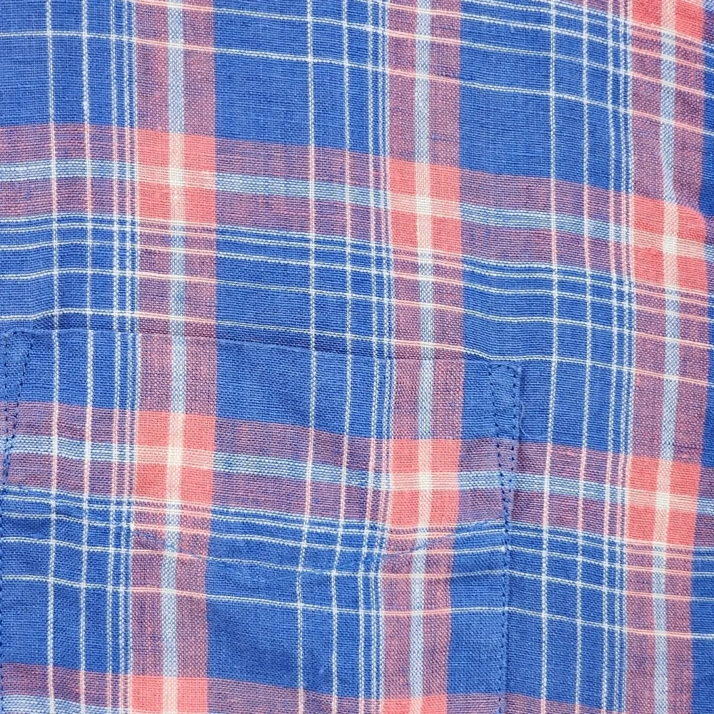Untuckit Men's 100% Linen Plaid Button Down Shirt - L